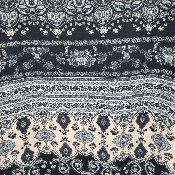 Romeo + Juliet Couture Womens Boho Kimono Duster Sz M Black Paisley Long Slits - Picture 4 of 14